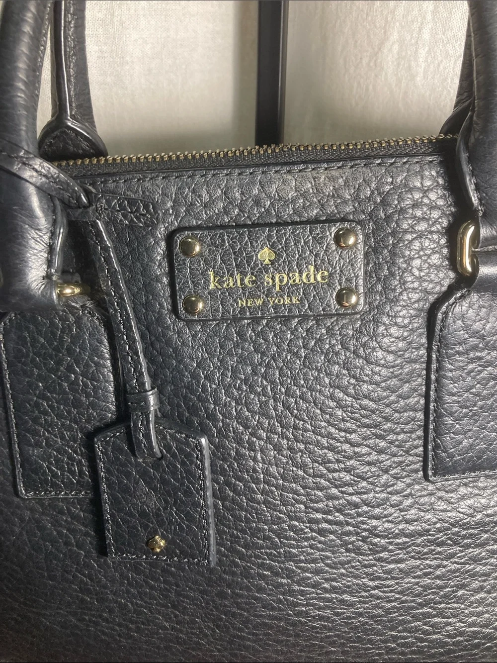 kate spade Black Pebbled Leather Dome Bay Street Rachel Satchel